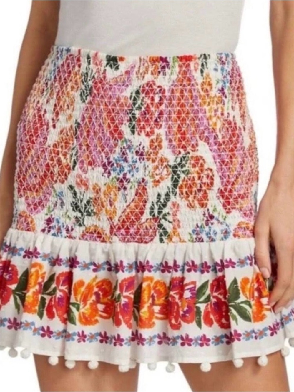 NWT FARM Rio Spring Banana Smocked Mini Skirt, Size Small